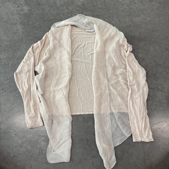 Vintage Y2K Italian Sheer Silk Cardigan Cream Beige Neutral Chic Longsleeve S - Picture 1 of 4